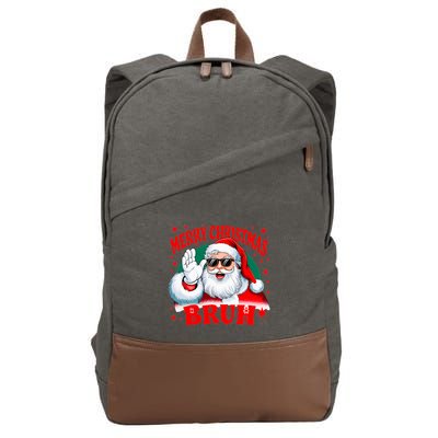 Merry Christmas Bruh Santa Claus Funny Cotton Canvas Backpack