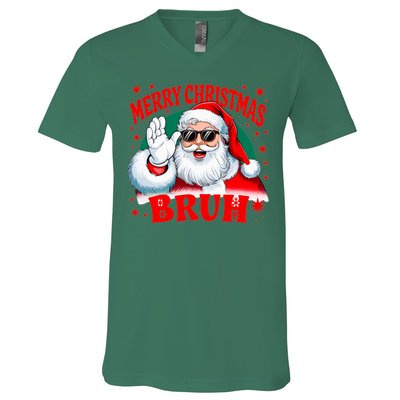 Merry Christmas Bruh Santa Claus Funny V-Neck T-Shirt