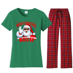 Merry Christmas Bruh Santa Claus Funny Women's Flannel Pajama Set