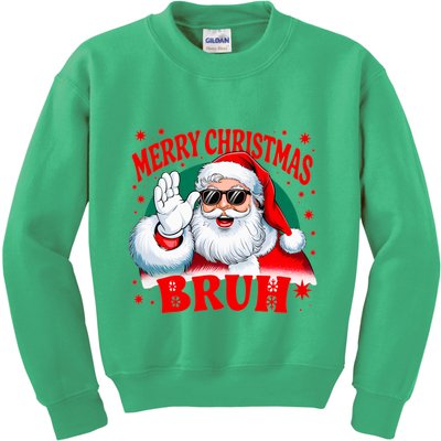 Merry Christmas Bruh Santa Claus Funny Kids Sweatshirt