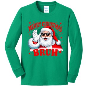 Merry Christmas Bruh Santa Claus Funny Kids Long Sleeve Shirt