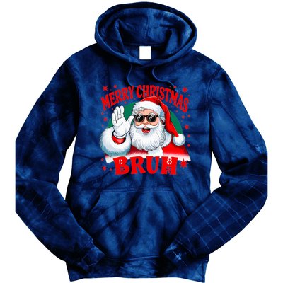 Merry Christmas Bruh Santa Claus Funny Tie Dye Hoodie