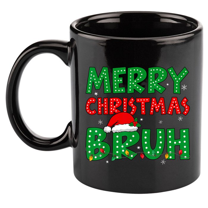 Merry Christmas Bruh Meme Funny Holiday 11oz C Handle Ceramic Mug