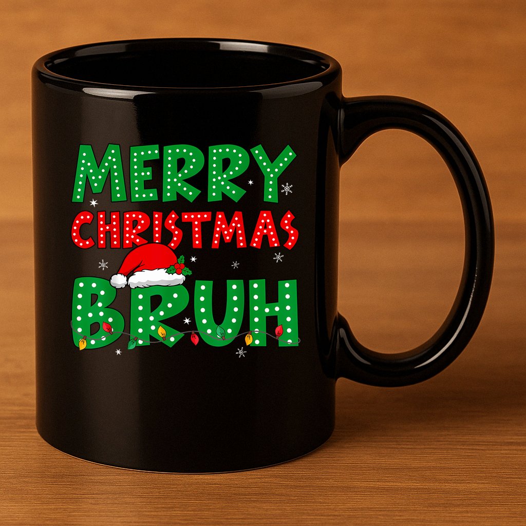 Merry Christmas Bruh Meme Funny Holiday 11oz C Handle Ceramic Mug