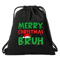 Merry Christmas Bruh Meme Funny Holiday Drawstring Bag
