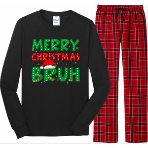 Merry Christmas Bruh Meme Funny Holiday Long Sleeve Pajama Set