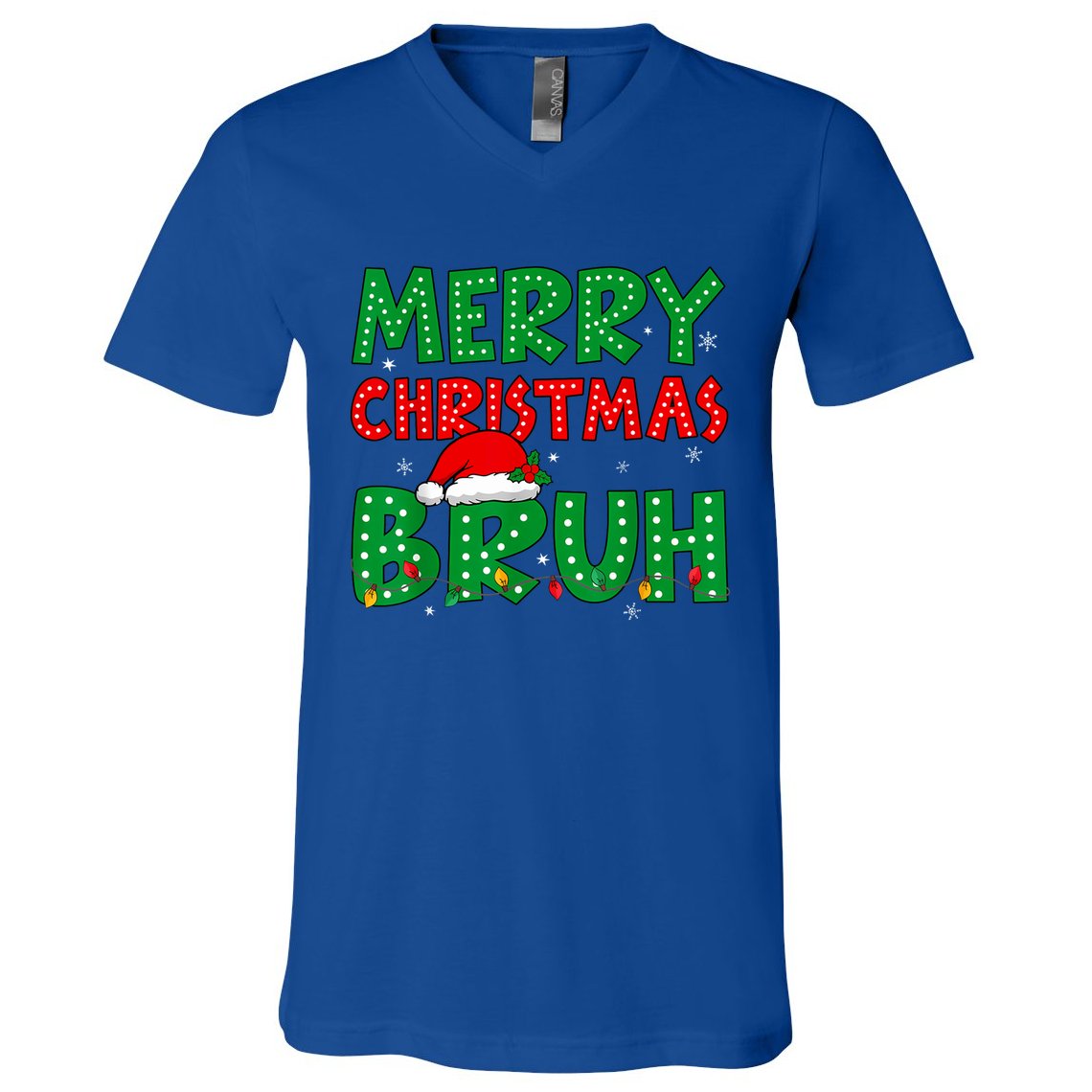 Merry Christmas Bruh Meme Funny Holiday V-Neck T-Shirt