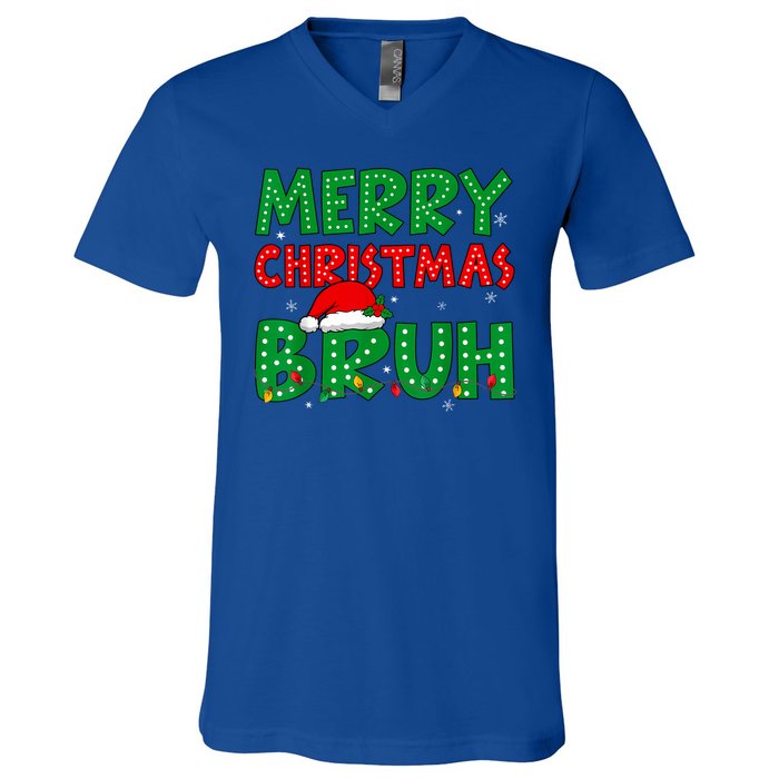 Merry Christmas Bruh Meme Funny Holiday V-Neck T-Shirt