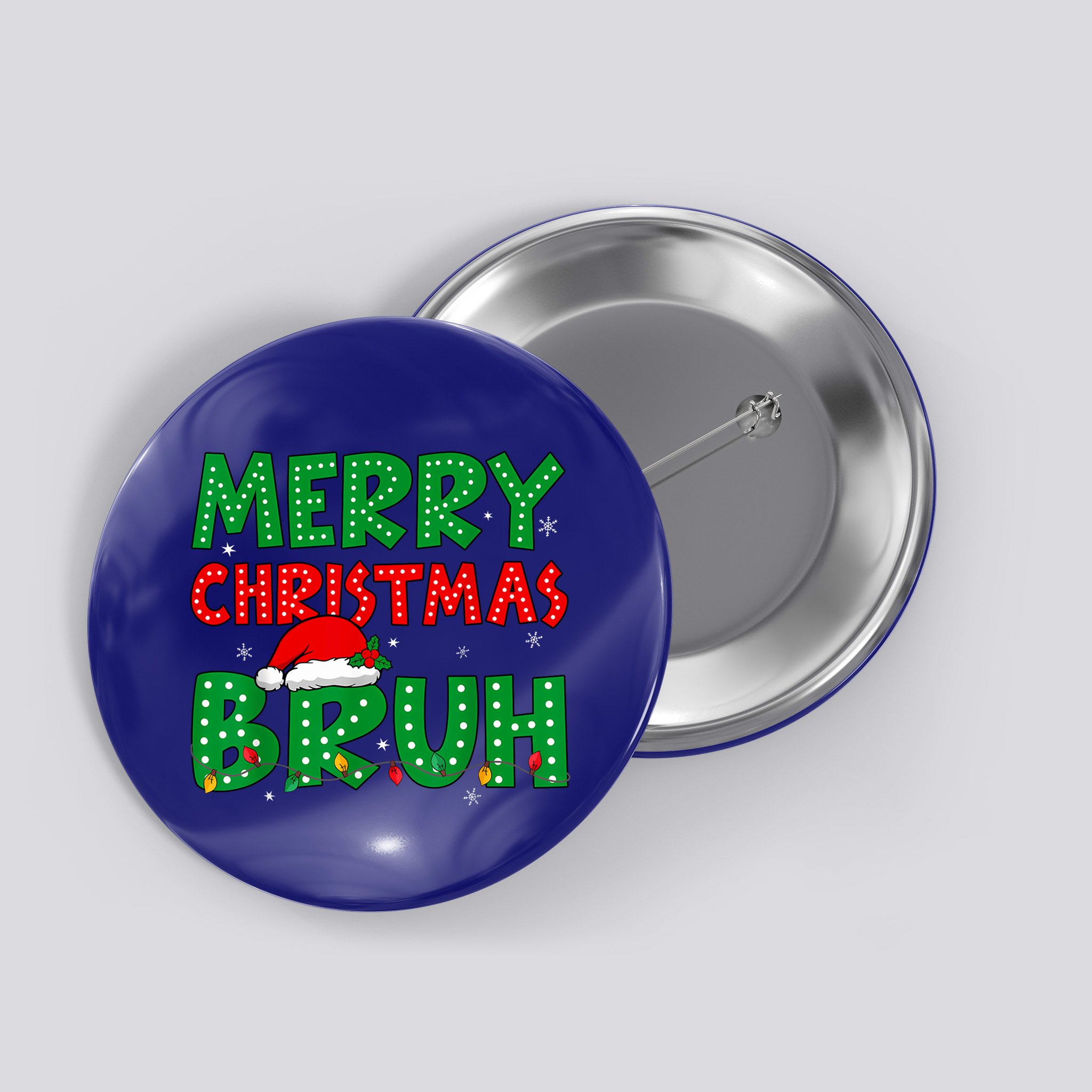 Merry Christmas Bruh Meme Funny Holiday Button