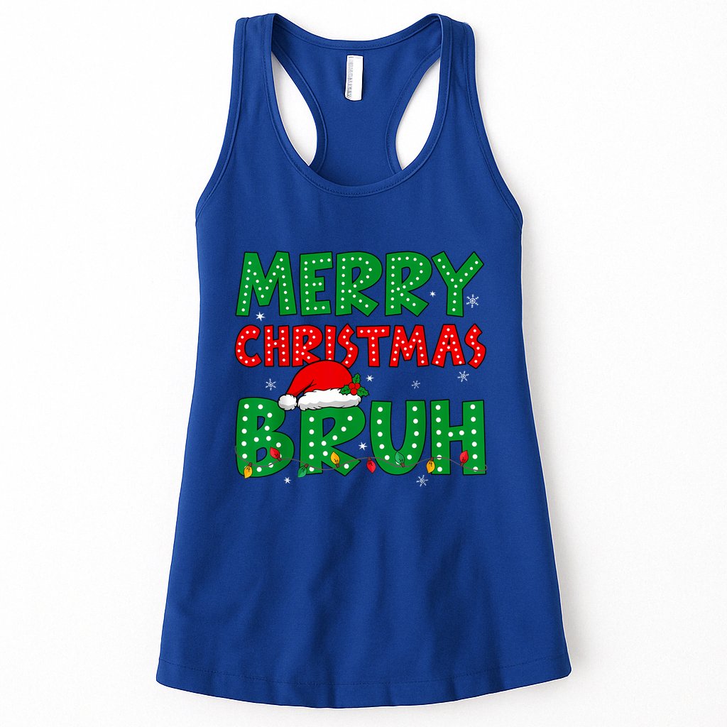Merry Christmas Bruh Meme Funny Holiday Womens Tank Top