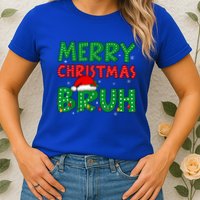 Merry Christmas Bruh Meme Funny Holiday Womens T-Shirt