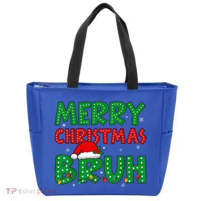 Merry Christmas Bruh Meme Funny Holiday Zip Tote Bag