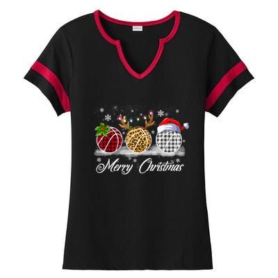 Merry Christmas Basketball Ball Costume Basketball Xmas Gift Ladies Halftime Notch Neck Tee