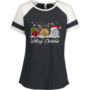 Merry Christmas Basketball Ball Costume Basketball Xmas Gift Enza Ladies Jersey Colorblock Tee