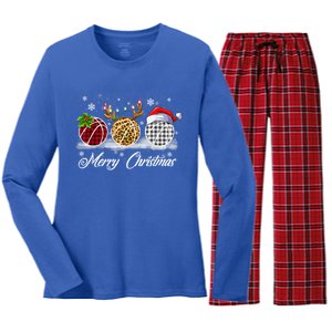 Merry Christmas Basketball Ball Costume Basketball Xmas Gift Women's Long Sleeve Flannel Pajama Set 