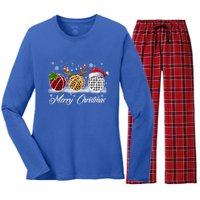 Merry Christmas Basketball Ball Costume Basketball Xmas Gift Women's Long Sleeve Flannel Pajama Set 