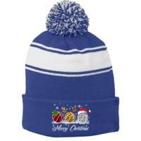 Merry Christmas Basketball Ball Costume Basketball Xmas Gift Stripe Pom Pom Beanie