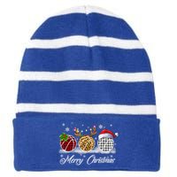 Merry Christmas Basketball Ball Costume Basketball Xmas Gift Striped Beanie with Solid Band