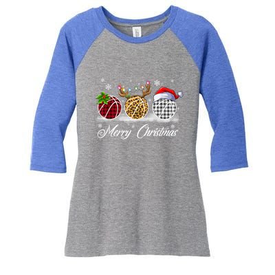 Merry Christmas Basketball Ball Costume Basketball Xmas Gift Women's Tri-Blend 3/4-Sleeve Raglan Shirt