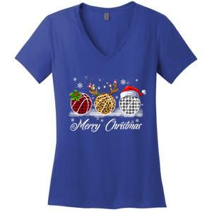 Merry Christmas Basketball Ball Costume Basketball Xmas Gift Women's V-Neck T-Shirt