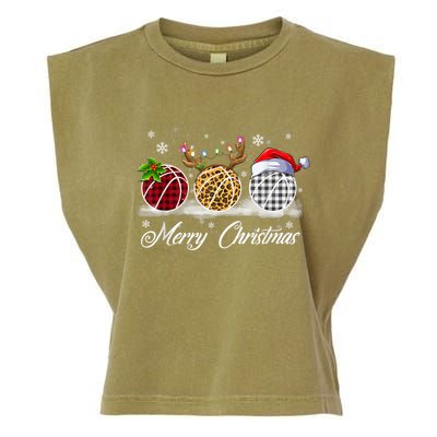 Merry Christmas Basketball Ball Costume Basketball Xmas Gift Garment-Dyed Women's Muscle Tee