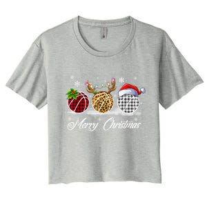 Merry Christmas Basketball Ball Costume Basketball Xmas Gift Women's Crop Top Tee