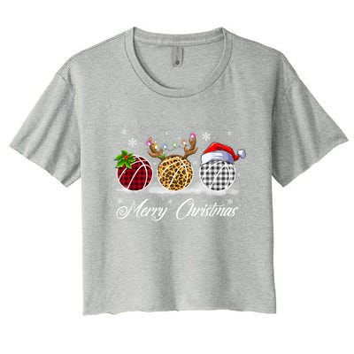 Merry Christmas Basketball Ball Costume Basketball Xmas Gift Women's Crop Top Tee