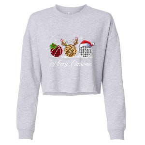 Merry Christmas Basketball Ball Costume Basketball Xmas Gift Cropped Pullover Crew