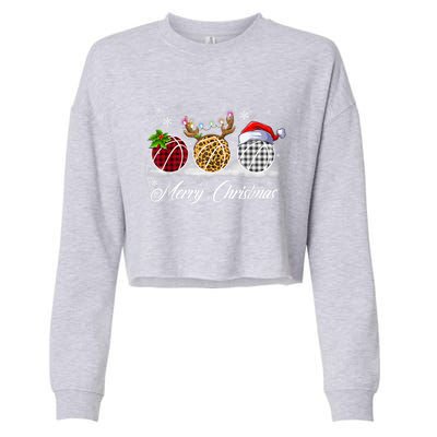 Merry Christmas Basketball Ball Costume Basketball Xmas Gift Cropped Pullover Crew