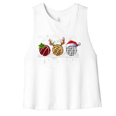 Merry Christmas Basketball Ball Costume Basketball Xmas Gift Women's Racerback Cropped Tank