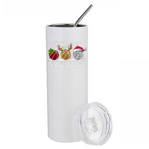 Merry Christmas Basketball Ball Costume Basketball Xmas Gift Stainless Steel Tumbler