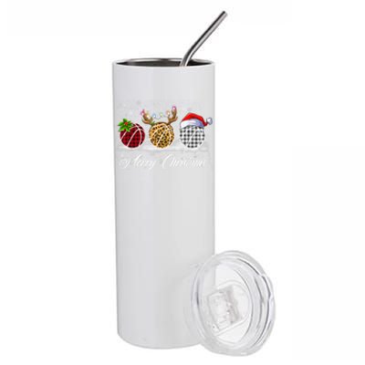 Merry Christmas Basketball Ball Costume Basketball Xmas Gift Stainless Steel Tumbler