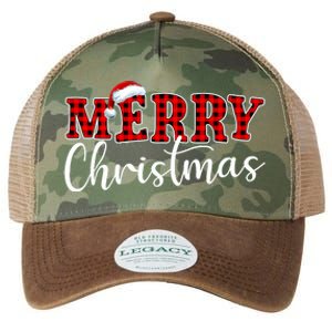 Merry Christmas Buffalo Plaid Red Santa Hat Xmas Pajamas Legacy Tie Dye Trucker Hat