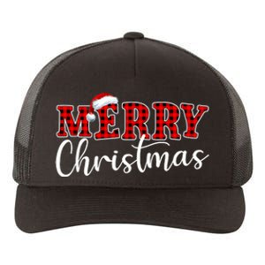 Merry Christmas Buffalo Plaid Red Santa Hat Xmas Pajamas Yupoong Adult 5-Panel Trucker Hat