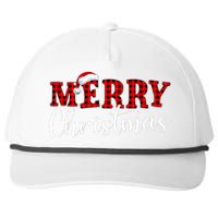 Merry Christmas Buffalo Plaid Red Santa Hat Xmas Pajamas Snapback Five-Panel Rope Hat