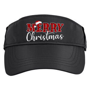 Merry Christmas Buffalo Plaid Red Santa Hat Xmas Pajamas Adult Drive Performance Visor