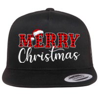 Merry Christmas Buffalo Plaid Red Santa Hat Xmas Pajamas Flat Bill Trucker Hat