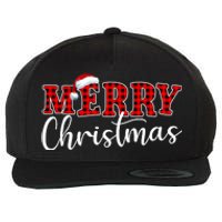 Merry Christmas Buffalo Plaid Red Santa Hat Xmas Pajamas Wool Snapback Cap