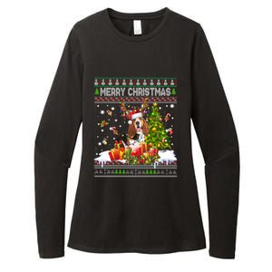 Merry Christmas Basset Hound Santa Xmas Lights Ugly Pajama Great Gift Womens CVC Long Sleeve Shirt