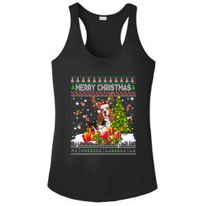 Merry Christmas Basset Hound Santa Xmas Lights Ugly Pajama Great Gift Ladies PosiCharge Competitor Racerback Tank