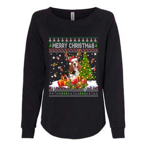 Merry Christmas Basset Hound Santa Xmas Lights Ugly Pajama Great Gift Womens California Wash Sweatshirt