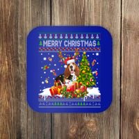 Merry Christmas Basset Hound Santa Xmas Lights Ugly Pajama Great Gift Coaster