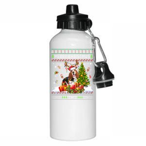 Merry Christmas Basset Hound Santa Xmas Lights Ugly Pajama Great Gift Aluminum Water Bottle