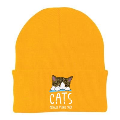 Meme Cats Because People Suck Shirt Memes Cat Lover Funny Tee Knit Cap Winter Beanie