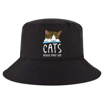 Meme Cats Because People Suck Shirt Memes Cat Lover Funny Tee Cool Comfort Performance Bucket Hat