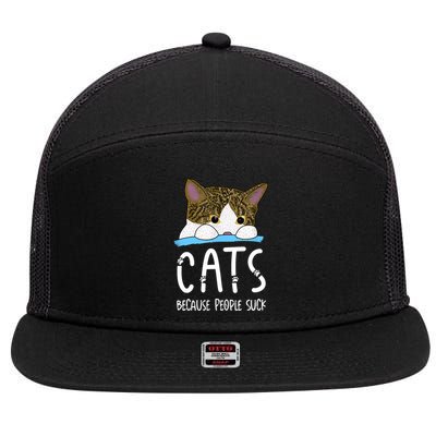 Meme Cats Because People Suck Shirt Memes Cat Lover Funny Tee 7 Panel Mesh Trucker Snapback Hat