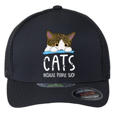 Meme Cats Because People Suck Shirt Memes Cat Lover Funny Tee Flexfit Unipanel Trucker Cap