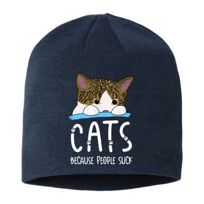 Meme Cats Because People Suck Shirt Memes Cat Lover Funny Tee Sustainable Beanie