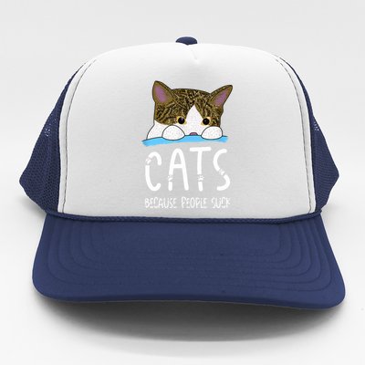 Meme Cats Because People Suck Shirt Memes Cat Lover Funny Tee Trucker Hat