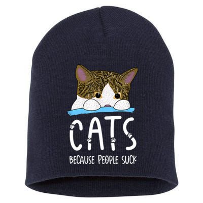 Meme Cats Because People Suck Shirt Memes Cat Lover Funny Tee Short Acrylic Beanie